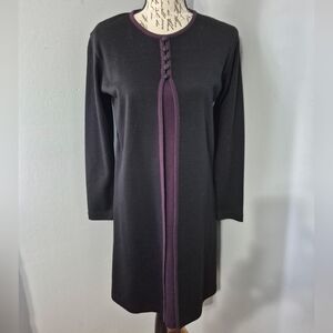 Liz Claiborne Black and Purple Long Sleeve Dress